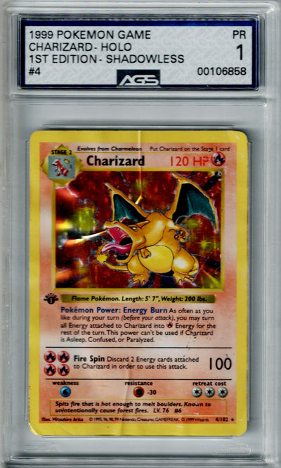 Pokemon Base Set Charizard #4 – Holo AGS 1