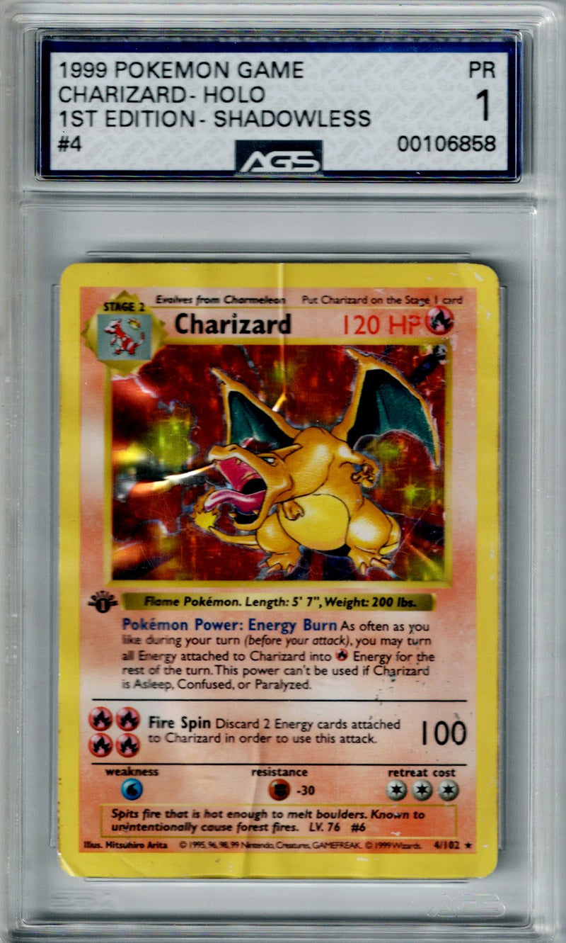 Pokemon Base Set Charizard #4 – Holo AGS 1