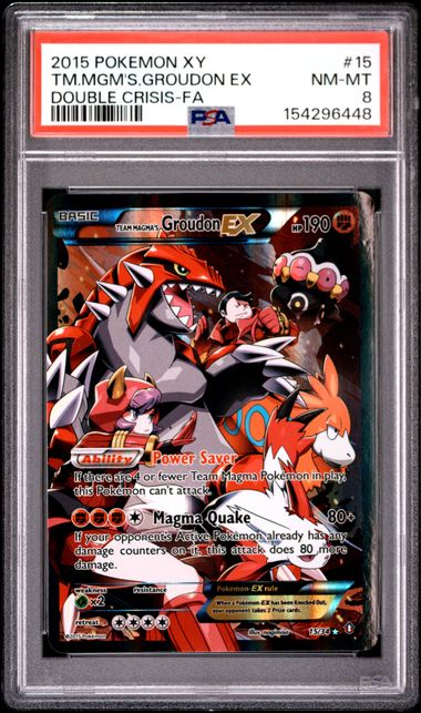 Pokemon XY Double Crisis Team Magma's Groudon ex #15 PSA 8