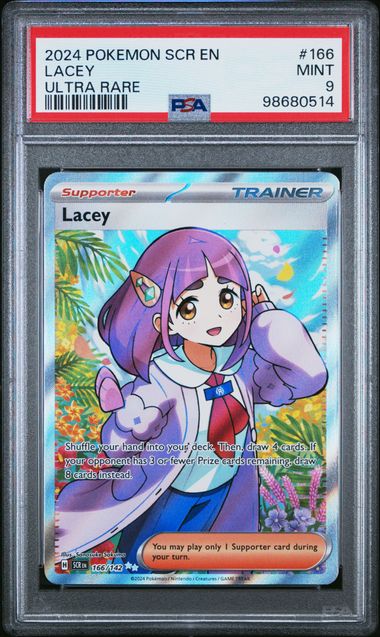Pokemon Stellar Crown Lacey #166 PSA 9