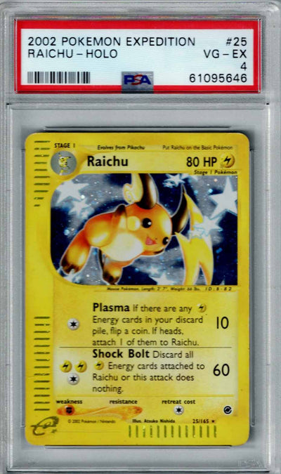 Pokemon Expedition Raichu #25 – Holo PSA 4