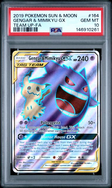 Pokemon 164 Gengar & Mimikyu GX #164 PSA 10
