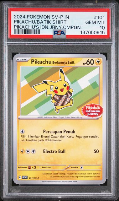 Pokemon Indonesian Journey Pikachu/Batik Shirt #101 PSA 10