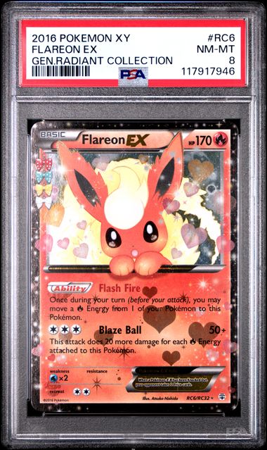 Pokemon XY Generations Radiant Collection Flareon ex #RC6 PSA 8