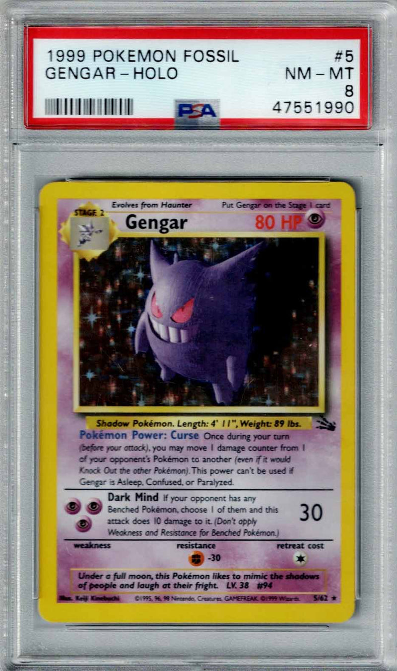 Pokemon Fossil Gengar #5 – Holo PSA 8