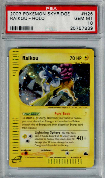 Pokemon Skyridge Raikou #H26 – Holo PSA 10