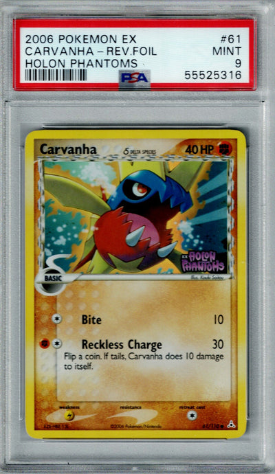 Pokemon Holon Phantoms Carvanha #61 – REV FOIL PSA 9
