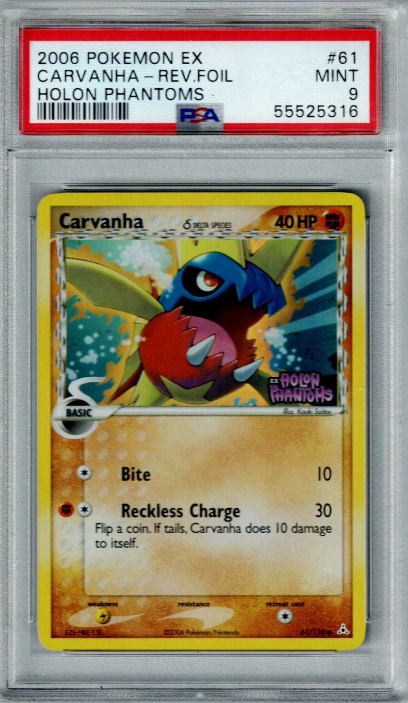 Pokemon Holon Phantoms Carvanha #61 – REV FOIL PSA 9