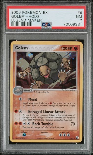 Pokemon Legend Maker Golem #6 – HOLO PSA 7