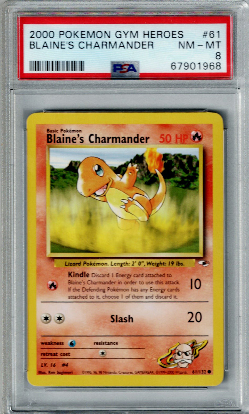 Pokemon Gym Heroes Blaine's Charmander #61 PSA 8