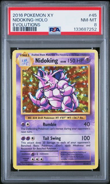 Pokemon XY Evolutions Nidoking #45 – HOLO PSA 8