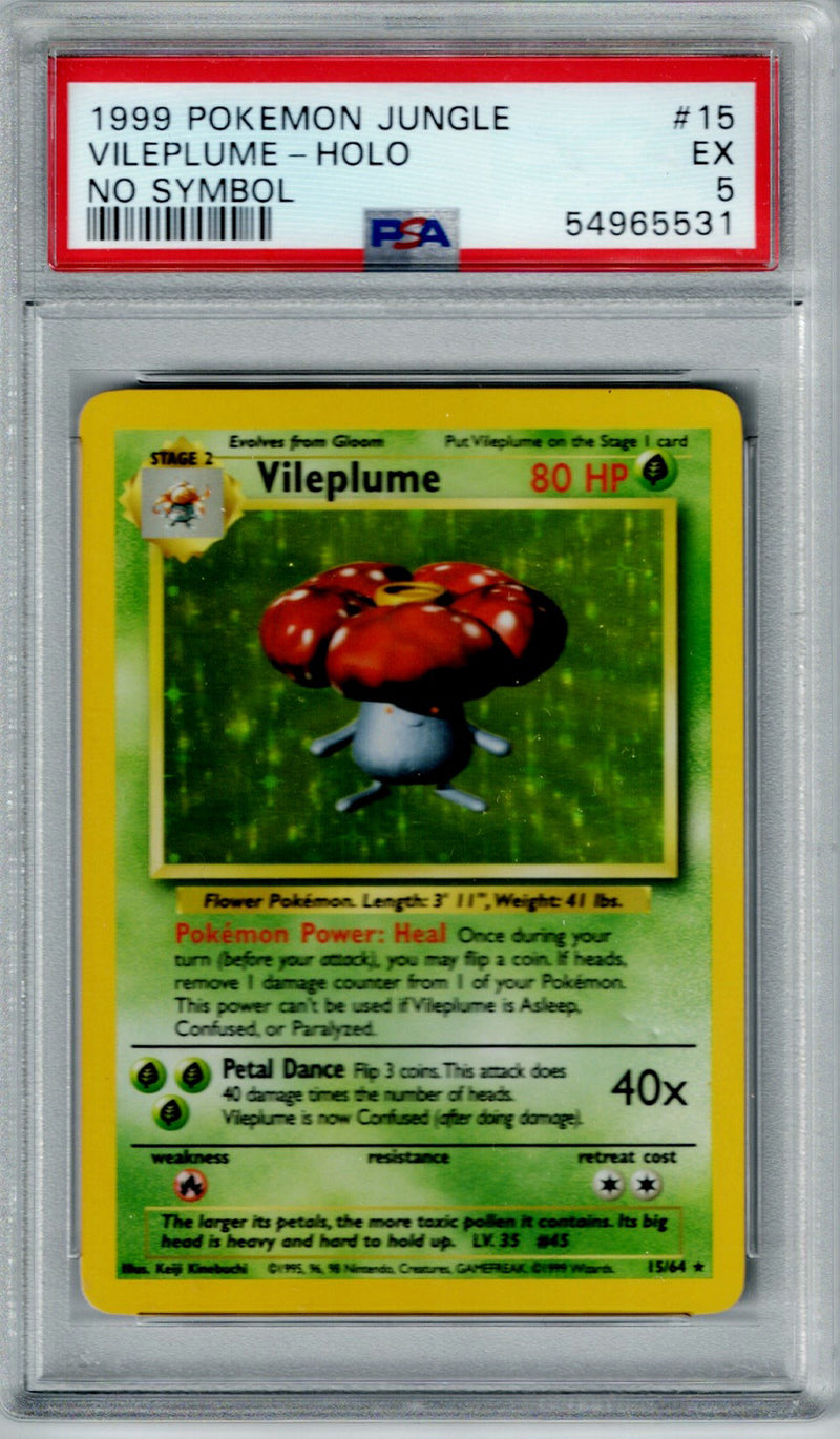 Pokemon Jungle Vileplume #15 – No Symbol HOLO PSA 5