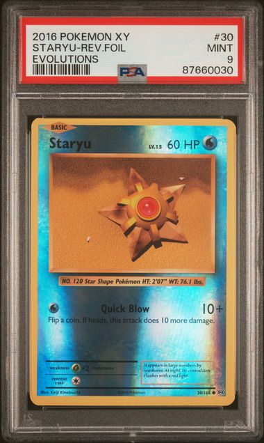Pokemon XY Evolutions Staryu #30 – REV FOIL PSA 9