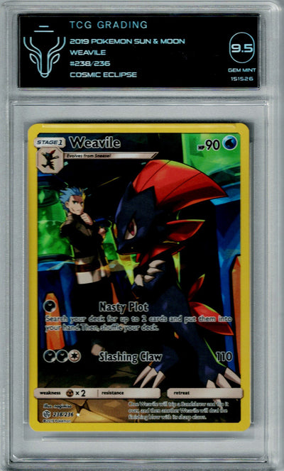 Pokemon Cosmic Eclipse Weavile #238 TCG 9.5