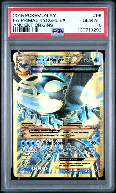 Pokemon Ancient Origins FA/PRIMAL KYOGRE EX #96 PSA 10