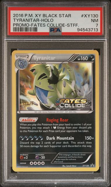 Pokemon Black Star Promo TYRANITAR #XY130 PSA 7