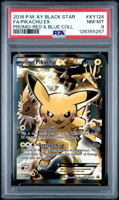 Pokemon Black Star Promo FA/PIKACHU EX #XY124 PSA 8