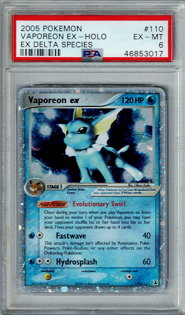 Pokemon EX Delta Species Vaporeon EX #110 – Holo PSA 6
