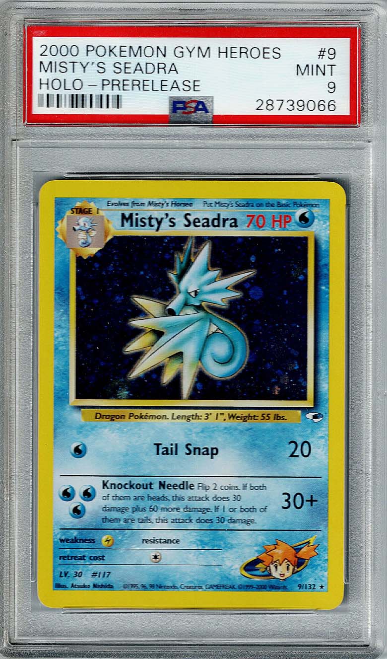 Pokemon Gym Heroes Prerelease Misty's Seadra #9 – Holo PSA 9