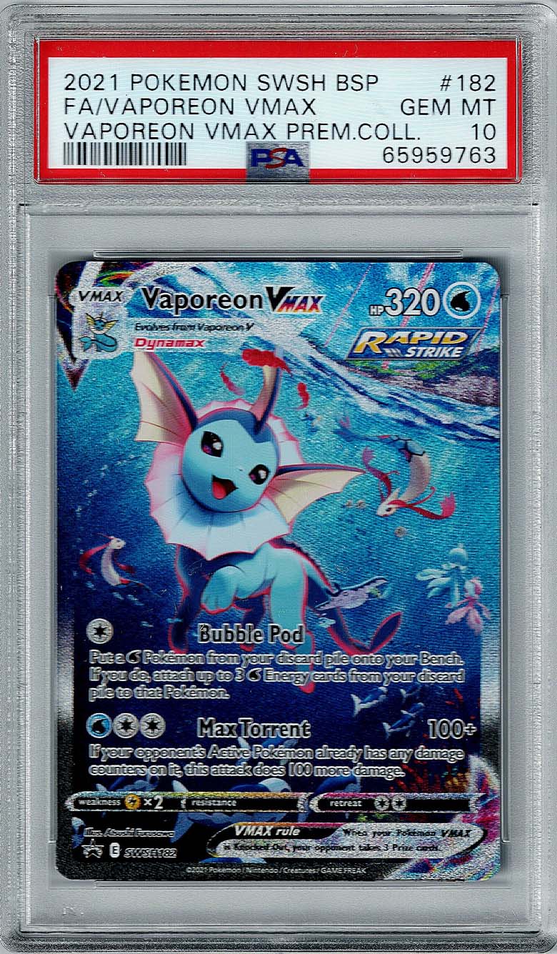 Pokemon SWSH Premium Collection Vaporeon VMAX #182 PSA 10