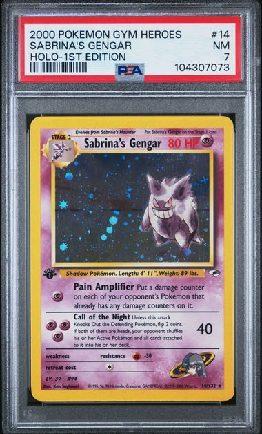 Pokemon Gym Heroes Sabrina's Gengar #14 – Holo PSA 7