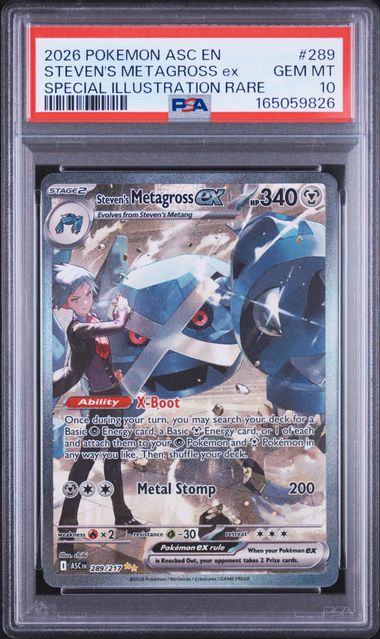 Pokemon Ascended Heroes Steven's Metagross ex #289 PSA 10