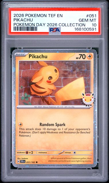 Pokemon Temproal Forces Pikachu #051 PSA 10
