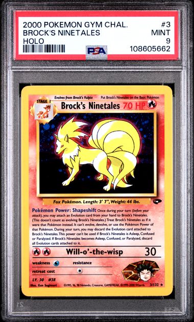 Pokemon Gym Challenge Brock's Ninetales #3 – Holo PSA 9