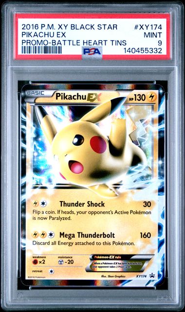 Pokemon XY Promo Battle Heart Tin Pikachu ex #XY174 PSA 9
