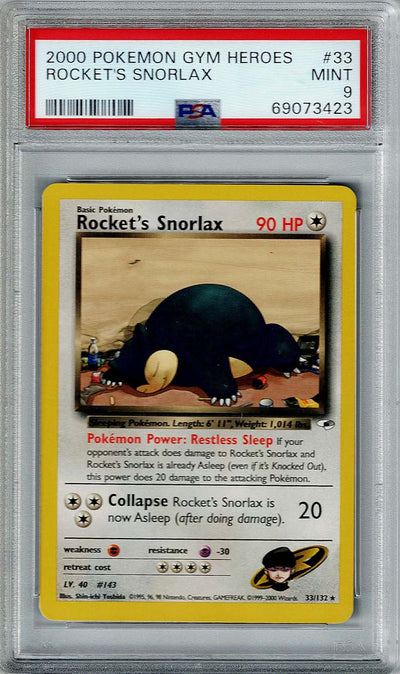 Pokemon Gym Heroes Rocket's Snorlax #33 PSA 9