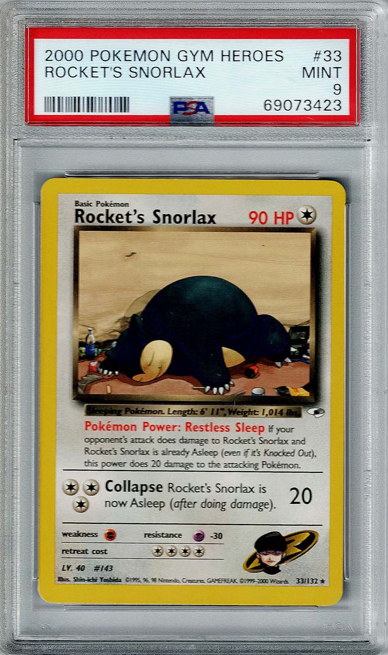 Pokemon Gym Heroes Rocket's Snorlax #33 PSA 9