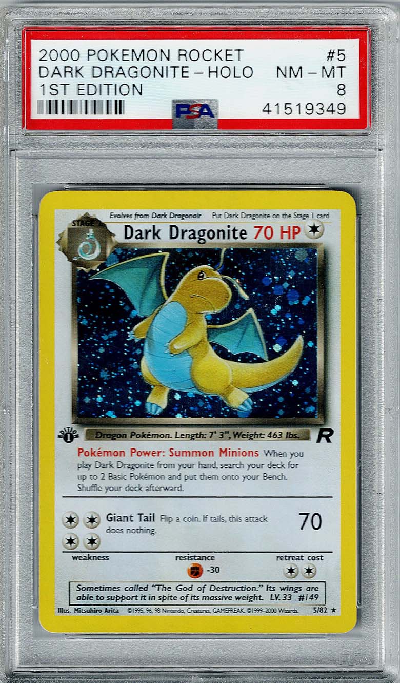 Pokemon Team Rocket Dark Dragonite #5 – Holo PSA 8