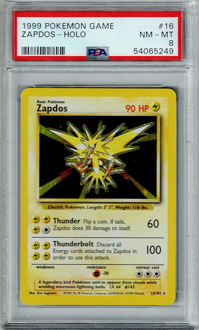 Pokemon Base Set Zapdos #16 – Holo PSA 8