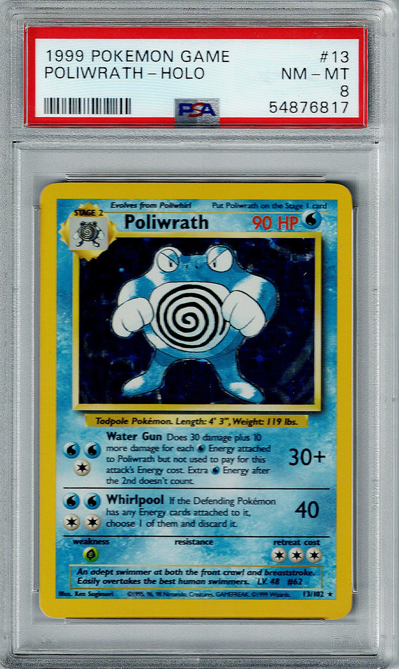 Pokemon Base Set Poliwrath #13 – Holo PSA 8