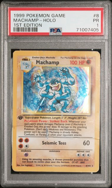 Pokemon Base Set Machamp #8 – Holo PSA 1