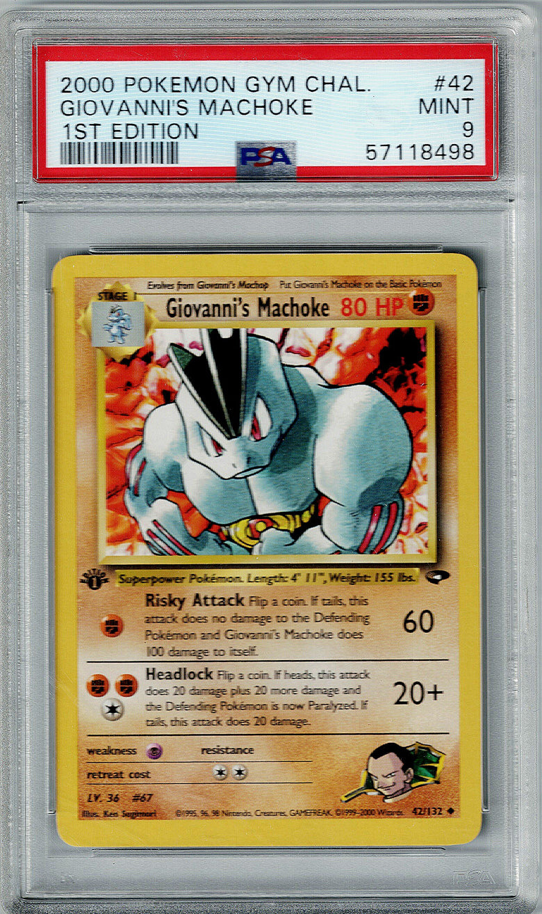 Pokemon Gym Challenge Giovanni's Machoke #42 PSA 9