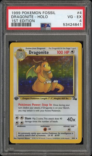 Pokemon Fossil Dragonite #4 – Holo PSA 4