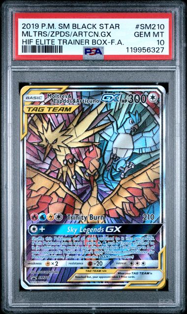 Pokemon S&M Black Star Promo MLTRS/ZPDS/ARTCN GX #SM210 PSA 10
