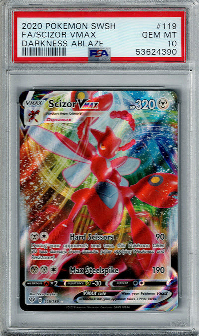 Pokemon Darkness Ablaze Scizor VMAX #119 PSA 10