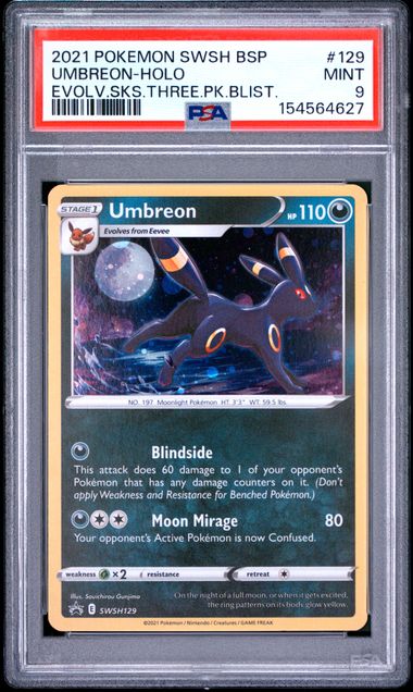 Pokemon Evolving Skies Black Star Promo Umbreon #129 – Holo PSA 9