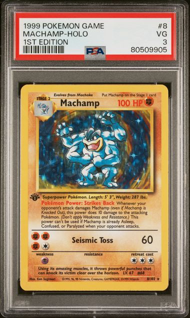 Pokemon Base Set Machamp #8 – Holo PSA 3