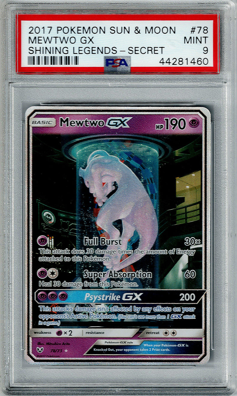 Pokemon Shining Legends Mewtwo GX #78 PSA 9