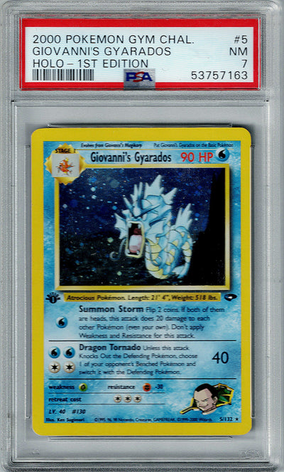 Pokemon Gym Challenge Giovanni's Gyarados #5 – Holo PSA 7