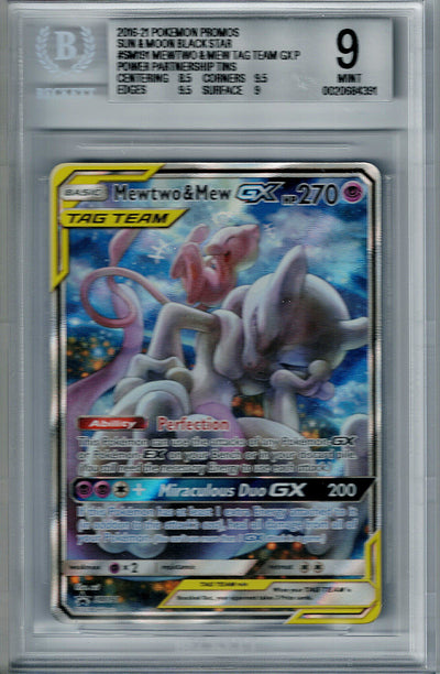 Pokemon Tag Team Black Star Promo Mewtwo & Mew GX #SM19 BGS 9