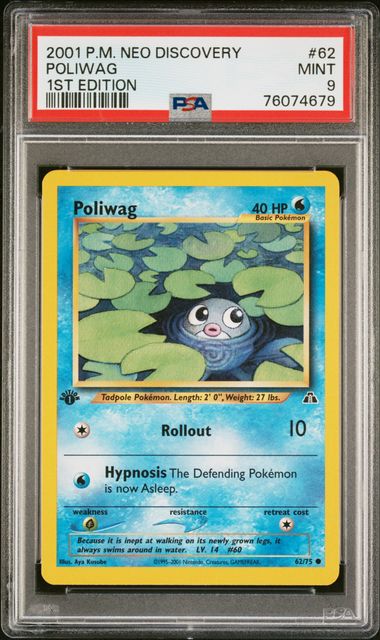 Pokemon Neo Discovery Poliwag #62 PSA 9