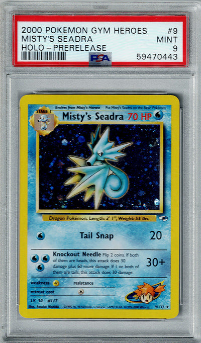 Pokemon Gym Heroes Misty's Seadra #9 – Holo PSA 9