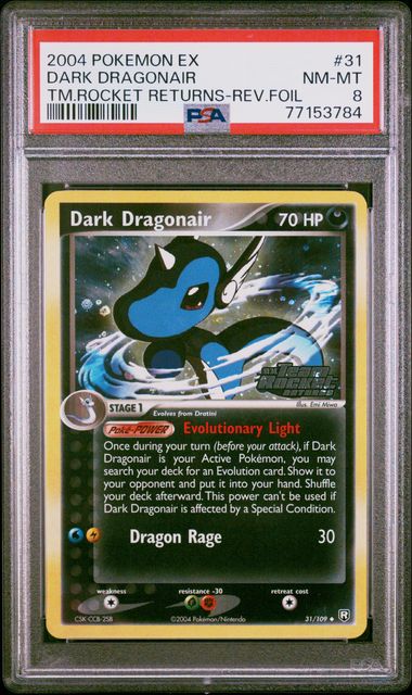 Pokemon EX Team Rocket Returns Dark Dragonair #31 – REV FOIL PSA 8