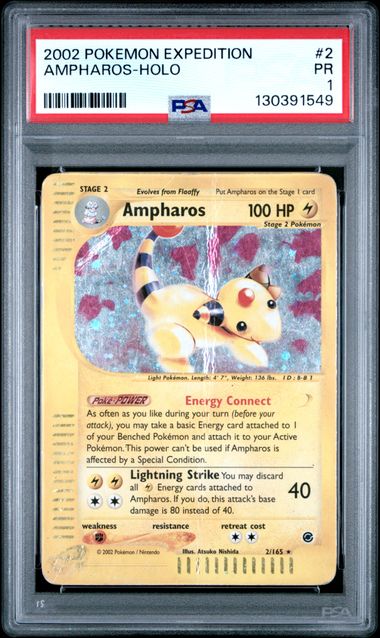 Pokemon Expedition Ampharos #2 – Holo PSA 1