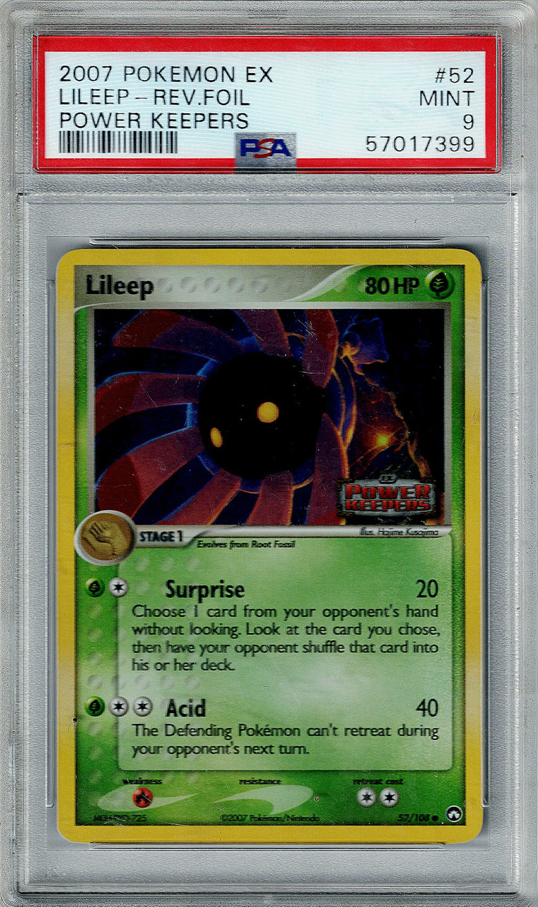 Pokemon EX Power Keepers Lileep #52 – REV FOIL PSA 9