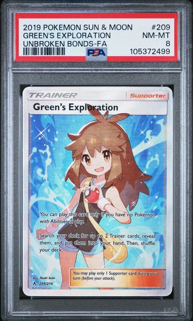 Pokemon S&M Unbroken Bonds Green's Exploration #209 PSA 8